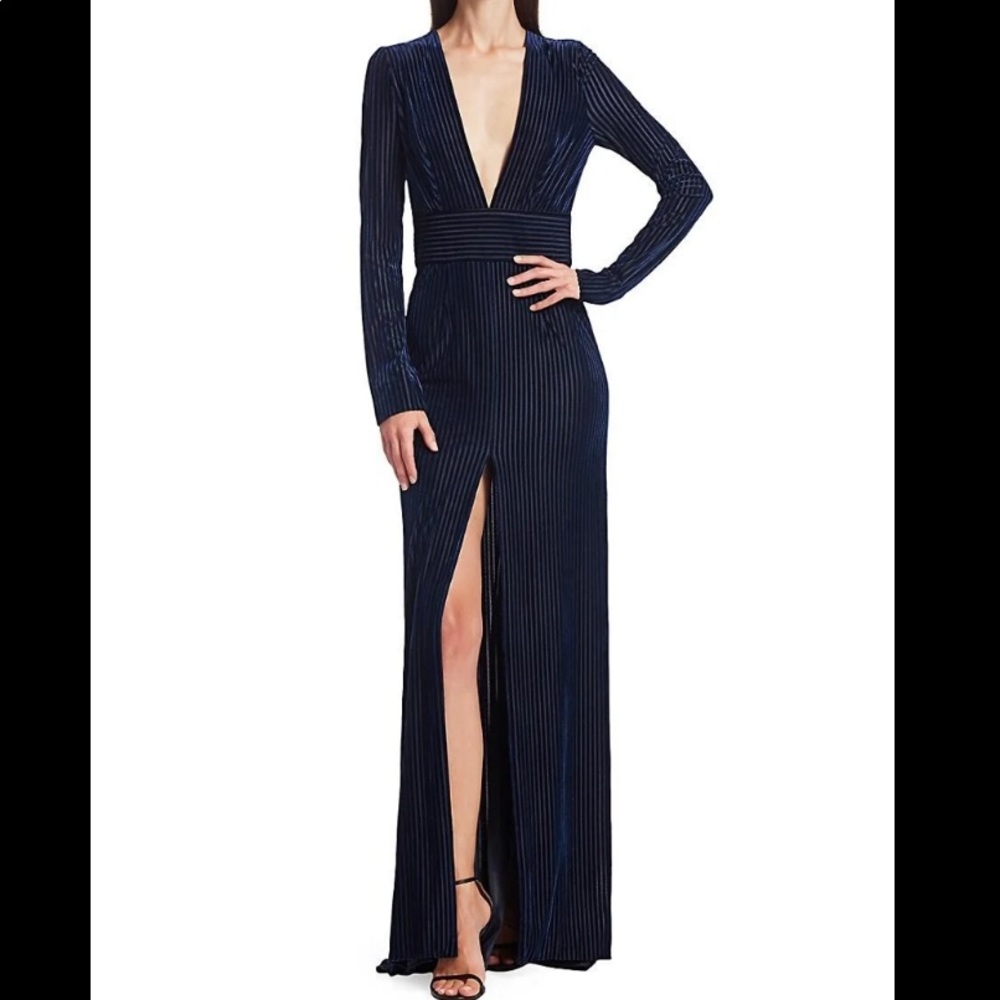 Galvan London Blue Velvet Devoré Stardust Gown